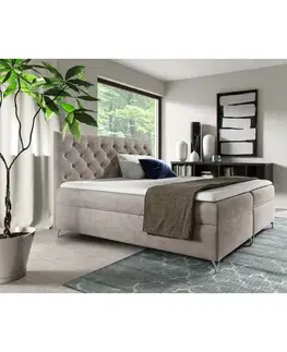 Postele KONDELA Guliette 180 boxspringová manželská posteľ sivobéžová Taupe (Velvet)