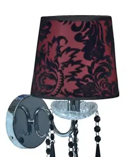 Nástenné svetlá Chrómová nástenná lampa, zamatové tienidlo, 1x40W E14 Astor