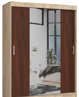 Šatníkové skrine Šatníková skriňa AIRIZ150, dub Sonoma / wenge