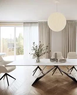 Jedálenské stoly DELIFE Jedálenský stôl Edge 300x100 cm keramika Laminam®Statuarietto biela podstava v tvare V čierna