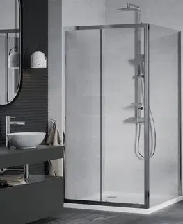 Vane MEXEN/S - Apia sprchovací kút posuvný 90x90, sklo transparent, chrom + vanička 840-090-090-01-00-4010