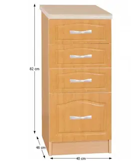 Kuchynské dolné skrinky KONDELA Lora MDF New S40SZ4 dolná kuchynská skrinka jelša