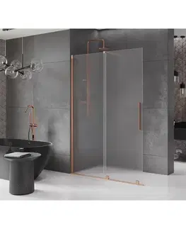 Sprchové dvere MEXEN/S - Velar Sprchová zástena posuvná Walk-in 160 x 200, dekor 8 mm, meď kartáčovaná 871-160-000-33-65