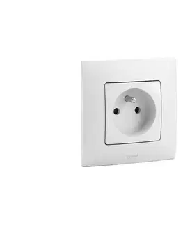 Predlžovacie káble Legrand - Domová zásuvka 250V/16A s rámčekom NILOE biela LR0028+LR0017