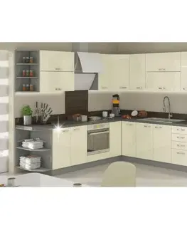 Kuchynské dolné skrinky KONDELA Prado 90/90 DN BB dolná kuchynská skrinka krémový vysoký lesk / sivá