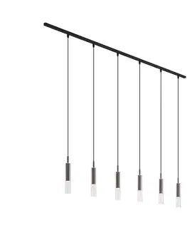 Koľajnicové svetelné systémy Moderný koľajnicový systém čierny so 6 závesnými svietidlami tmavý bronz 1-fázový - Slimline Loyce