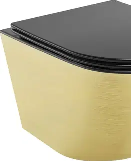 Záchody MEXEN - Lena Závesná WC misa vrátane sedátka s slow-slim, duroplast, čierna mat / zlatý vzor 30224077