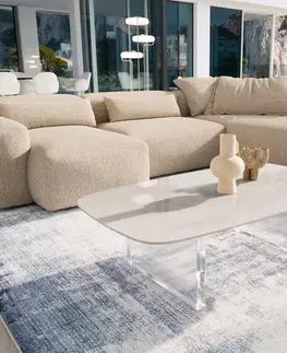 Konferenčné stolíky DELIFE Konferenčný stolík Edge zaoblený tvar 120×70 cm keramika onyx champagne Lumia akryl