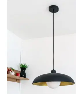 Svietidlá  Luster na lanku ECLIPSE 1xE27/15W/230V čierna/zlatá W-KM 1810+8020/1 BK+GO