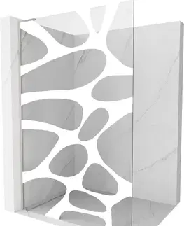 Sprchové dvere MEXEN/S - Kioto L Sprchová zástena WALK-IN 100 x 200, biely vzor, nikel kefovaná 800-100-103-97-97