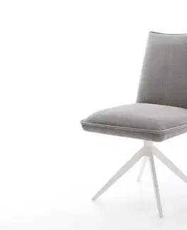 Jedálenské stoličky DELIFE Jedálenská stolička Lelio-Flex štruktúrovaná látka mäkký sivá krížová podstava široká biela 360° otočná hojdacia funkcia vrecková pružina