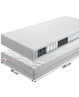 Matrace KONDELA BB Texel Alergik New pružinový matrac 90x195 cm taštičkové pružiny / plsť / polyuretánová pena