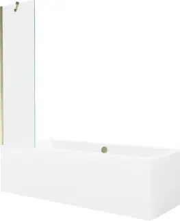 Sprchové dvere MEXEN/S - Cube obdĺžniková vaňa 170 x 80 cm s panelom + vaňová zástena 50, transparent, zlatá 550517080X9505000050