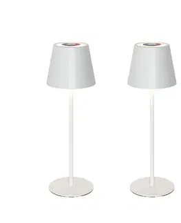Lampy Sada 2 stolových lamp bielych so stmievačom a dobíjacími RGBW - Murdock
