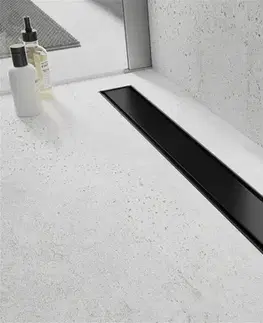 Sprchovacie kúty MEXEN/S - Flat M13 odtokový žľab 2v1 90 cm čierny 1710090-15