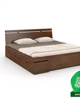 Dvojlôžkové postele Posteľ borovicová Skandica Sparta maxi+zásuvka 200X200 orech