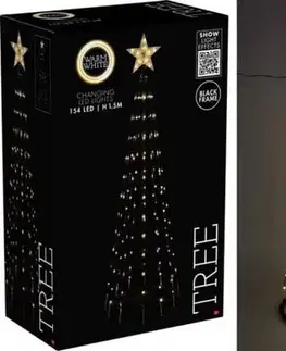 Vianočné osvetlenie Kinekus Dekorácia pyramída/strom 154 LED teplé biele 150 cm adaptér, ovládač, čierna