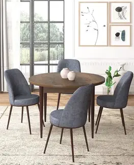 Jedálenské sety Dining Table & Chairs Set (5 Pieces) Tor - Baroque, Fume
