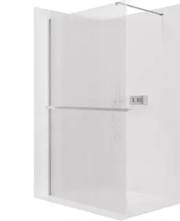 Držadlá k vani CERANO - Sprchová zástěna Walk-in Onyx Cube L/P - 8 mm + polička/držák na ručníky - hranatá vzpěra - chrom, rýhované sklo - 60x200  CER-8050BD668