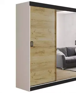 Spálňové šatníkové skrine Skriňa Retro 138 1L Biely / Dvierka zlatý craft