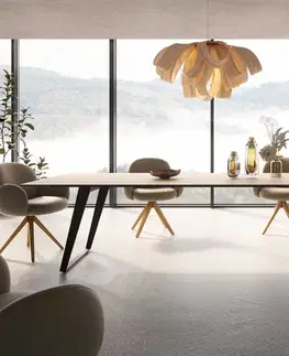 Jedálenské stoly DELIFE Jedálenský stôl Edge 300x100 keramika Laminam® sabbia v dubovej farbe kov šikmý čierny