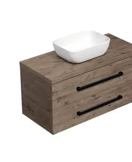 Kúpeľňový nábytok Kúpeľňová skrinka s čiernou úchytkou a krycou doskou SAT Cube Way 100x46x47, 5 cm dub Wellington mat CUBE46C1003DWSAT45 CUBE46C1003DWSAT45