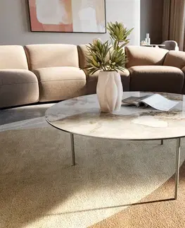 Konferenčné stolíky DELIFE Konferenčný stolík Edge okrúhly 90x90 cm keramika Minas Melange Trive kov titánová farba