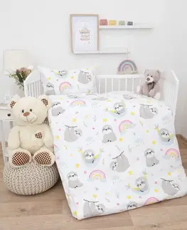 Detské obliečky MKLozkoviny.sk Bavlnené obliečky Renforcé do postieľky - Leňochod - 100 × 135 cm - 40 x 60 cm