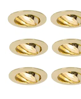Zapustené svietidlá Sada 6 vstavaných bodových svetiel mosadz GU10 35 mm - Edu