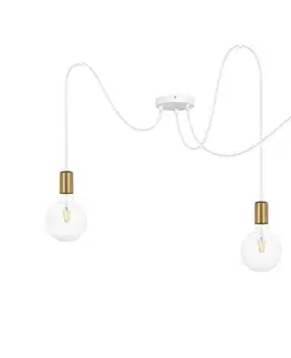 Svietidlá  Luster na lanku MIROS 3xE27/60W/230V pavúk biela/zlatá 0236
