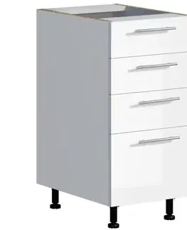 Kuchynské skrinky stojace Kuchynská skrinka Emilia D40 4SZ biela/biela lesk HG