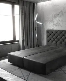 Rámy postelí DELIFE Boxspring posteľ Dream-Great 160x200 cm mikrovlákno antracitová vintage