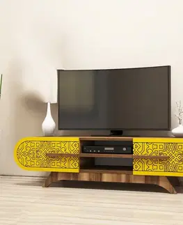 TV stolíky TV stolík Defne - Walnut Yellow