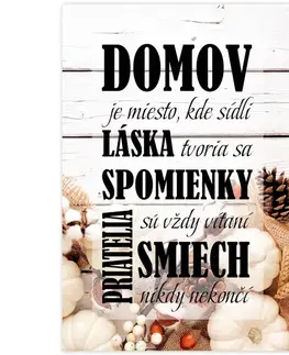 Obrazy s textom Obraz v ráme s textom - domov, hnedy
