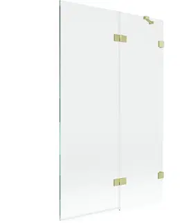 Sprchové dvere MEXEN/S - Lunar vaňová zástena 2-krídlová pravá 110 x 150, transparent, zlatá kartáčovaná 897-110-100-55-00-P