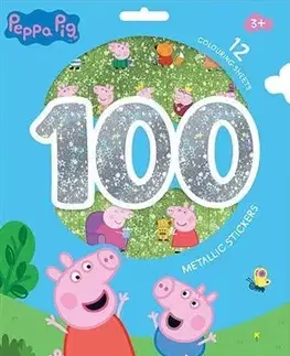 Pre deti a mládež - ostatné 100 metalických samolepiek s maľovankovými listami Peppa