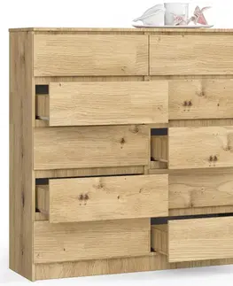 Komody a skrinky Dizajnová vysoká komoda OLDRIŠKA120, dub Artisan