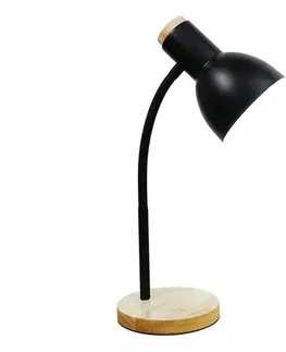 Lampy Zuma Line SM-W02-BL - Stolná lampa 1xE27/40W/230V čierna/dub SM-W02-BL