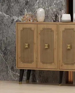Komody Konzolový stolík Desarı - Sapphire Oak, Gold