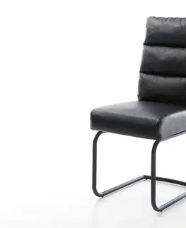 Jedálenské stoličky DELIFE Jedálenská stolička Pela-Flex pravá koža čierna jedálenská stolička okrúhla čierna vrecková pružina