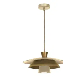 Svietidlá  Luster na lanku PLATO 1xE27/15W/230V béžová/zlatá 3171
