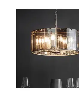 Svietidlá Endon 61294 - Luster na reťazi CLOONEY 8xE14/40W/230V čierna/dymová 61294