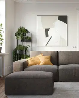 Veľké pohovky DELIFE Veľká pohovka Lanzo 230x95 cm mikrovlákno khaki-hnedá s taburetom