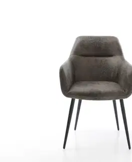 Jedálenské stoličky DELIFE Jedálenská stolička Pejo-Flex mikrovlákno sivá vintage 4-nohá zúžená čierna vrecková pružina