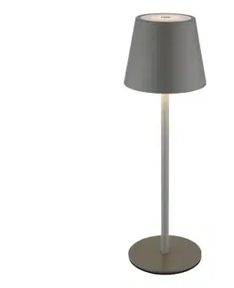 Lampy Globo 58488G-LED stmievateľná dotyková nabíjateľná vonkajšia stolná lampa VANNIE 3W/5V IP54 1800mAh sivá 58488G