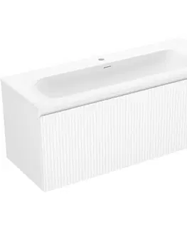 Kúpeľňový nábytok MEXEN/S - Rivel kúpeľňová skrinka 120 cm s umývadlom Vela, 1 šuplík, reliéf, biela mat 91A20-12047-1-BF01-W23M01