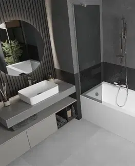 Sprchové dvere MEXEN/S - Next vaňová zástena FIX 50 x 150, grafit, nikel kartáčovaná 895-050-000-00-40-97