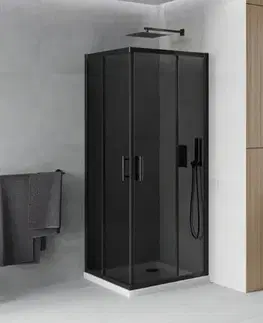 Vane MEXEN/S - Rio sprchovací kút štvorec 80x80, grafit, čierna + biela vanička so sifónom 860-080-080-70-40-4010B