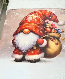 Deky Vianočná deka luxury baranková z mikroplyšu Škriatok červený 150x200cm TiaHome