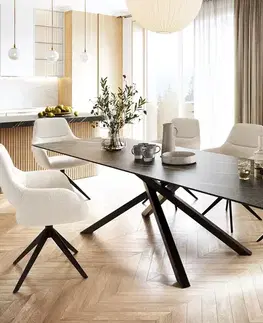Jedálenské stoly DELIFE Jedálenský stôl Edge 300x100 cm keramika Laminam®Noir Desir hnedá stredová podstava krížová čierna